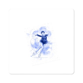 Магнит виниловый Квадрат с принтом Фигурное катание в Белгороде, полимерный материал с магнитным слоем | размер 9*9 см, закругленные углы | figure skating | коньки | конькобежный спорт | фигурное катание