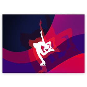 Поздравительная открытка с принтом Фигурное катание в Белгороде, 100% бумага | плотность бумаги 280 г/м2, матовая, на обратной стороне линовка и место для марки
 | figure skating | коньки | конькобежный спорт | фигурное катание