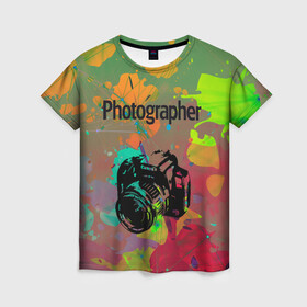 Женская футболка 3D с принтом Фотограф в Белгороде, 100% полиэфир ( синтетическое хлопкоподобное полотно) | прямой крой, круглый вырез горловины, длина до линии бедер | искусство | фото | фотоаппарат | фотограф | фотография | хобби