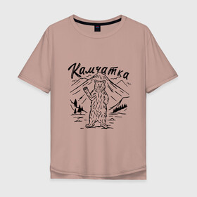 Мужская футболка хлопок Oversize с принтом Камчатка в Белгороде, 100% хлопок | свободный крой, круглый ворот, “спинка” длиннее передней части | камчатка | медведь | природа | путешествие | путешествие по россии