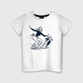Детская футболка хлопок с принтом катание на льду в Белгороде, 100% хлопок | круглый вырез горловины, полуприлегающий силуэт, длина до линии бедер | зимний спорт | катание на льду | коньки | конькобежный спорт | фигурное катание