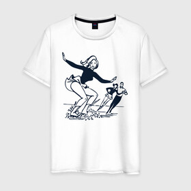Мужская футболка хлопок с принтом катание на льду в Белгороде, 100% хлопок | прямой крой, круглый вырез горловины, длина до линии бедер, слегка спущенное плечо. | зимний спорт | катание на льду | коньки | конькобежный спорт | фигурное катание