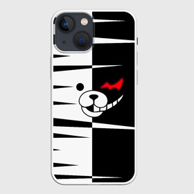 Чехол для iPhone 13 mini с принтом MONOKUMA зубья в Белгороде,  |  | danganronpa | monokuma | trigger happy havoc | аниме | игрушка | манга | медведь | монокума | монохром | мягкая игрушка робот | робот