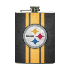 Фляга с принтом Pittsburgh Steelers в Белгороде, металлический корпус | емкость 0,22 л, размер 125 х 94 мм. Виниловая наклейка запечатывается полностью | 