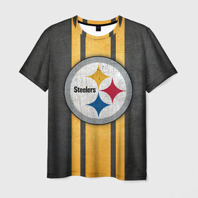 Мужская футболка 3D с принтом Pittsburgh Steelers в Белгороде, 100% полиэфир | прямой крой, круглый вырез горловины, длина до линии бедер | 