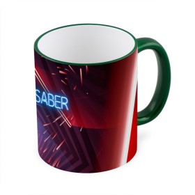 Кружка с принтом Beat Saber в Белгороде, керамика | ёмкость 330 мл | 3d | 3д | beat | saber | виртуальная | игра | реальность | ритм