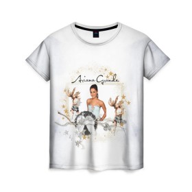 Женская футболка 3D с принтом ARIANA GRANDE в Белгороде, 100% полиэфир ( синтетическое хлопкоподобное полотно) | прямой крой, круглый вырез горловины, длина до линии бедер | 3d | ariana grande | арт | звезды | исполнительница | лого | логотип | музыка | надпись | облако | певица | эмблема