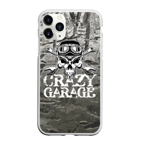 Чехол для iPhone 11 Pro матовый с принтом Crazy garage в Белгороде, Силикон |  | bones | garage | helmet | metal | orbits | skull | teeth | wrench | гаечный ключ | гараж | глазницы | зубы | металл | череп | шлем