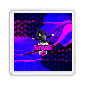 Магнит 55*55 с принтом BRAWL STARS CROW. в Белгороде, Пластик | Размер: 65*65 мм; Размер печати: 55*55 мм | 8 bit | bibi | brawl stars | brock | bull | crow | dinomike | el primo | leon | mobile game | nita | poko | ricochet | stars | tara | бравл старс | ворон | леон | мобильные игры