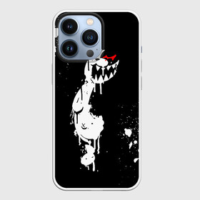 Чехол для iPhone 13 Pro с принтом Монокума белые брызги в Белгороде,  |  | danganronpa | eye | monokuma | paint | аватар | антагонист | брызги | глаз | игрушка | краска | медведь | монокума | мягкая | панда | потёки | робот