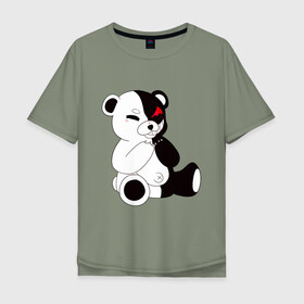 Мужская футболка хлопок Oversize с принтом Monokuma в Белгороде, 100% хлопок | свободный крой, круглый ворот, “спинка” длиннее передней части | danganronpa | eye | monokuma | аватар | антагонист | глаз | игрушка | медведь | монокума | мягкая | панда | робот