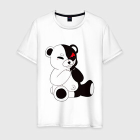 Мужская футболка хлопок с принтом Monokuma в Белгороде, 100% хлопок | прямой крой, круглый вырез горловины, длина до линии бедер, слегка спущенное плечо. | danganronpa | eye | monokuma | аватар | антагонист | глаз | игрушка | медведь | монокума | мягкая | панда | робот