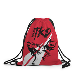Рюкзак-мешок 3D с принтом Taekwondo в Белгороде, 100% полиэстер | плотность ткани — 200 г/м2, размер — 35 х 45 см; лямки — толстые шнурки, застежка на шнуровке, без карманов и подкладки | taekwondo | восточные единоборства | единоборства | теквондо | тхэквондо | тэквондо