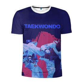 Мужская футболка 3D спортивная с принтом Taekwondo в Белгороде, 100% полиэстер с улучшенными характеристиками | приталенный силуэт, круглая горловина, широкие плечи, сужается к линии бедра | taekwondo | восточные единоборства | единоборства | теквондо | тхэквондо | тэквондо
