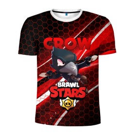 Мужская футболка 3D спортивная с принтом BRAWL STARS CROW в Белгороде, 100% полиэстер с улучшенными характеристиками | приталенный силуэт, круглая горловина, широкие плечи, сужается к линии бедра | bibi | brawl stars | crow | el brown | leon | leon shark | max | sally leon | shark | stars | акула | биби | ворон | леон