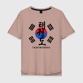 Мужская футболка хлопок Oversize с принтом Taekwondo в Белгороде, 100% хлопок | свободный крой, круглый ворот, “спинка” длиннее передней части | taekwondo | восточные единоборства | единоборства | теквондо | тхэквондо | тэквондо