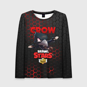 Женский лонгслив 3D с принтом BRAWL STARS CROW в Белгороде, 100% полиэстер | длинные рукава, круглый вырез горловины, полуприлегающий силуэт | bibi | brawl stars | crow | el brown | leon | leon shark | max | sally leon | shark | stars | акула | биби | ворон | леон