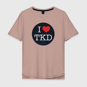 Мужская футболка хлопок Oversize с принтом TKD в Белгороде, 100% хлопок | свободный крой, круглый ворот, “спинка” длиннее передней части | taekwondo | восточные единоборства | единоборства | теквондо | тхэквондо | тэквондо