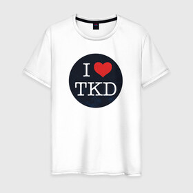 Мужская футболка хлопок с принтом TKD в Белгороде, 100% хлопок | прямой крой, круглый вырез горловины, длина до линии бедер, слегка спущенное плечо. | taekwondo | восточные единоборства | единоборства | теквондо | тхэквондо | тэквондо