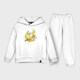 Детский костюм хлопок Oversize с принтом Пика_Самурай в Белгороде,  |  | anime | onime | picachu | pika | pikachu | samurai | zenitsu agatsuma | аниме | анимэ | без | в | готов | дзэницу агацума | зен | и | катана | кимано | меч | молнии | молния | на | ониме | онимэ | пакемон | пика | пикачу | плащ | покемон