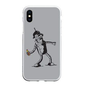 Чехол для iPhone XS Max матовый с принтом Futurama Bender Banksy в Белгороде, Силикон | Область печати: задняя сторона чехла, без боковых панелей | bender | express | fry | futurama | future | leela | philip | planet | turanga | zoidberg | бендер | будущее | джей | зойдберг | лила | родригес | сгибальщик | туранга | филип | фрай | футурама