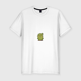 Мужская футболка хлопок Slim с принтом кактус в Белгороде, 92% хлопок, 8% лайкра | приталенный силуэт, круглый вырез ворота, длина до линии бедра, короткий рукав | emoji рисунок | kaktus | кактус | кактусик | смайл | стикер | эмоджи