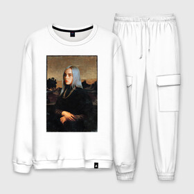 Мужской костюм хлопок с принтом Billie Eilish Mona Lisa в Белгороде, 100% хлопок | на свитшоте круглая горловина, мягкая резинка по низу. Брюки заужены к низу, на них два вида карманов: два “обычных” по бокам и два объемных, с клапанами, расположенные ниже линии бедра. Брюки с мягкой трикотажной резинкой на поясе и по низу штанин. В поясе для дополнительного комфорта — широкие завязки | at | billie | don’t | eilish | electronic | eyes | me | music | ocean | pirate | smile | synthpop | usa | айлиш | билли | музыка | пайрэт | синти поп | сша | электронная | электропоп