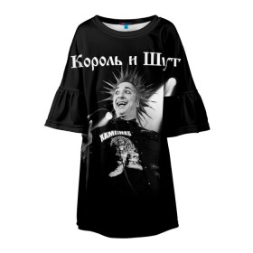 Детское платье 3D с принтом Король и Шут + Анархия (спина) в Белгороде, 100% полиэстер | прямой силуэт, чуть расширенный к низу. Круглая горловина, на рукавах — воланы | punk | rock | киш | король | король и шут | михаил горшенев | панки | рок | русский рок | шут