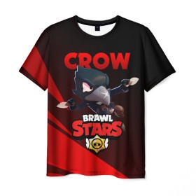 Мужская футболка 3D с принтом BRAWL STARS CROW в Белгороде, 100% полиэфир | прямой крой, круглый вырез горловины, длина до линии бедер | brawl stars | crow | leon | leon shark | leon werewolf | sally leon | shark | stars | werewolf | акула | берли | ворон | леон | леон акула | оборотень | оборотень леон | спайк | эль примо