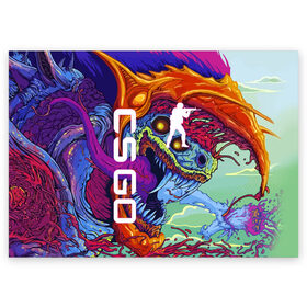 Поздравительная открытка с принтом CS GO HYPERBEAST | КС ГО ХАЙПЕРБИСТ в Белгороде, 100% бумага | плотность бумаги 280 г/м2, матовая, на обратной стороне линовка и место для марки
 | Тематика изображения на принте: astralis | awp | counter strike | cs go | cs go global offensive | cs:go | faze clan | hyper beast | team liquid | астралис | кс го | тим ликвид | фейз клан | хайпер бист