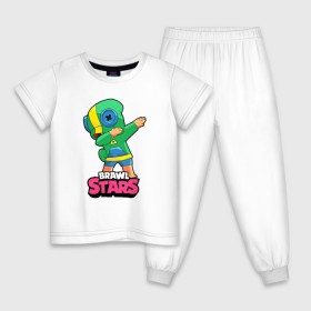 Детская пижама хлопок с принтом Brawl Stars Leon, Dab в Белгороде, 100% хлопок |  брюки и футболка прямого кроя, без карманов, на брюках мягкая резинка на поясе и по низу штанин
 | Тематика изображения на принте: 