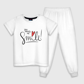 Детская пижама хлопок с принтом You Make Me Smile в Белгороде, 100% хлопок |  брюки и футболка прямого кроя, без карманов, на брюках мягкая резинка на поясе и по низу штанин
 | Тематика изображения на принте: 