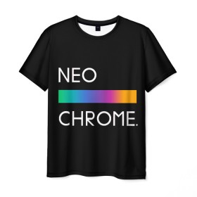 Мужская футболка 3D с принтом NEO CHROME в Белгороде, 100% полиэфир | прямой крой, круглый вырез горловины, длина до линии бедер | Тематика изображения на принте: rgb | контрастный | круг | металл | мудрость | мысль | надпись | палитра | радуга | радужный | символ | сфера | текст | фраза | цветной | яркий