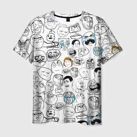 Мужская футболка 3D с принтом МЕМЫ в Белгороде, 100% полиэфир | прямой крой, круглый вырез горловины, длина до линии бедер | meme | pattern | smile | интернет приколы | мем | мемы | паттерн | прикол | рожицы | смайл | юмор