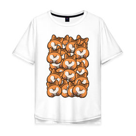 Мужская футболка хлопок Oversize с принтом Попки Корги в Белгороде, 100% хлопок | свободный крой, круглый ворот, “спинка” длиннее передней части | корги | попки корги | собаки