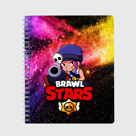 Тетрадь с принтом Brawl Stars - Penny в Белгороде, 100% бумага | 48 листов, плотность листов — 60 г/м2, плотность картонной обложки — 250 г/м2. Листы скреплены сбоку удобной пружинной спиралью. Уголки страниц и обложки скругленные. Цвет линий — светло-серый
 | brawl | penny | stars | герой | игра | компьютерная | мобильная | пенни