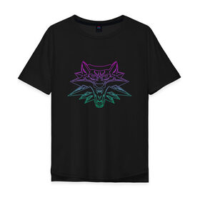 Мужская футболка хлопок Oversize с принтом The Witcher в Белгороде, 100% хлопок | свободный крой, круглый ворот, “спинка” длиннее передней части | the witcher | wolf | ведьмак | видеоигра | витчер | волк | дикая охота | животные | игра | лого | логотип