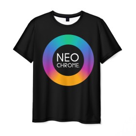 Мужская футболка 3D с принтом NEO CHROME в Белгороде, 100% полиэфир | прямой крой, круглый вырез горловины, длина до линии бедер | Тематика изображения на принте: контрастный | металл | радуга | радужный | цветной | яркий