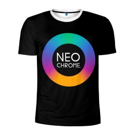 Мужская футболка 3D спортивная с принтом NEO CHROME в Белгороде, 100% полиэстер с улучшенными характеристиками | приталенный силуэт, круглая горловина, широкие плечи, сужается к линии бедра | Тематика изображения на принте: контрастный | металл | радуга | радужный | цветной | яркий