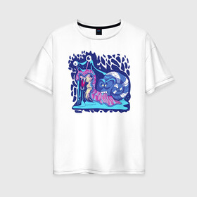 Женская футболка хлопок Oversize с принтом Улитка в Белгороде, 100% хлопок | свободный крой, круглый ворот, спущенный рукав, длина до линии бедер
 | красочный | мультик | неон | панцирь | прикол | улитка | юмор | яркий