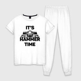 Женская пижама хлопок с принтом Its hammer time в Белгороде, 100% хлопок | брюки и футболка прямого кроя, без карманов, на брюках мягкая резинка на поясе и по низу штанин | hammer time | lewis hamilton | льюис хэмильтон