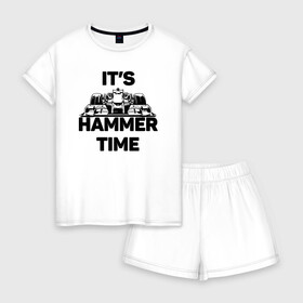 Женская пижама с шортиками хлопок с принтом Its hammer time в Белгороде, 100% хлопок | футболка прямого кроя, шорты свободные с широкой мягкой резинкой | hammer time | lewis hamilton | льюис хэмильтон