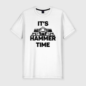 Мужская футболка хлопок Slim с принтом Its hammer time в Белгороде, 92% хлопок, 8% лайкра | приталенный силуэт, круглый вырез ворота, длина до линии бедра, короткий рукав | Тематика изображения на принте: hammer time | lewis hamilton | льюис хэмильтон