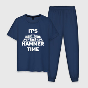 Мужская пижама хлопок с принтом Its hammer time в Белгороде, 100% хлопок | брюки и футболка прямого кроя, без карманов, на брюках мягкая резинка на поясе и по низу штанин
 | Тематика изображения на принте: hammer time | lewis hamilton | льюис хэмилтон