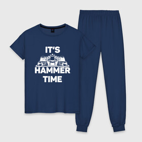 Женская пижама хлопок с принтом Its hammer time в Белгороде, 100% хлопок | брюки и футболка прямого кроя, без карманов, на брюках мягкая резинка на поясе и по низу штанин | hammer time | lewis hamilton | льюис хэмилтон