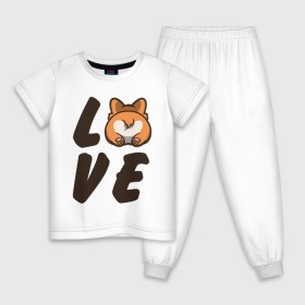 Детская пижама хлопок с принтом Love Corgi в Белгороде, 100% хлопок |  брюки и футболка прямого кроя, без карманов, на брюках мягкая резинка на поясе и по низу штанин
 | Тематика изображения на принте: corgi | корги