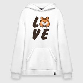 Худи SuperOversize хлопок с принтом Love Corgi в Белгороде, 70% хлопок, 30% полиэстер, мягкий начес внутри | карман-кенгуру, эластичная резинка на манжетах и по нижней кромке, двухслойный капюшон
 | corgi | корги