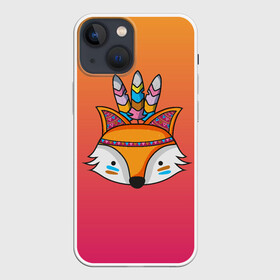 Чехол для iPhone 13 mini с принтом Лиса Индеец в Белгороде,  |  | fox | венок | животные | лиса | лисенок | лисичка | полевые цветы | полынь | рисунок | ромашки | стикер | цветы