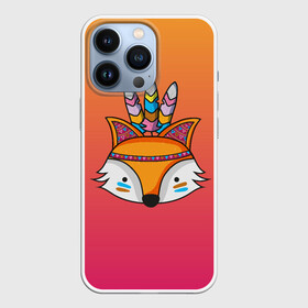 Чехол для iPhone 13 Pro с принтом Лиса Индеец в Белгороде,  |  | Тематика изображения на принте: fox | венок | животные | лиса | лисенок | лисичка | полевые цветы | полынь | рисунок | ромашки | стикер | цветы