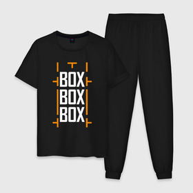 Мужская пижама хлопок с принтом Box box box в Белгороде, 100% хлопок | брюки и футболка прямого кроя, без карманов, на брюках мягкая резинка на поясе и по низу штанин
 | f1 | формула 1